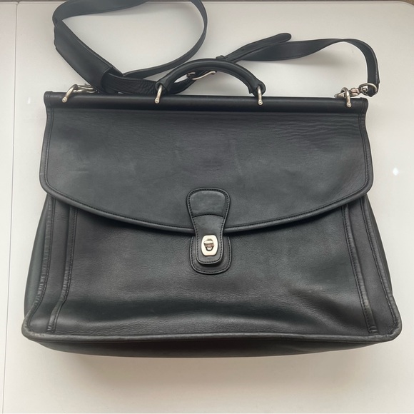 Vintage 1990s COACH Beekman Black Leather Briefcase 5266 - Picture 1 of 11